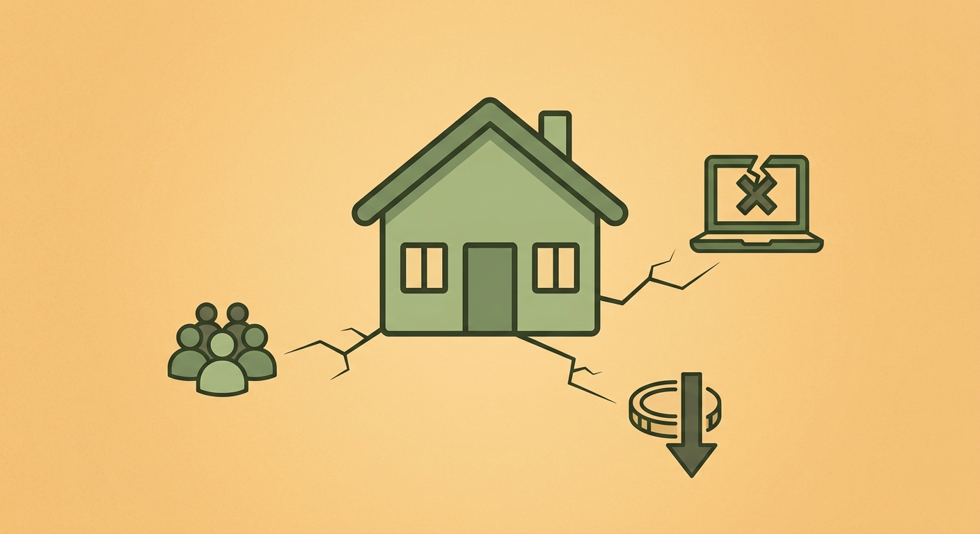 適性はあっても移住に失敗する典型的な要因を示すイラスト